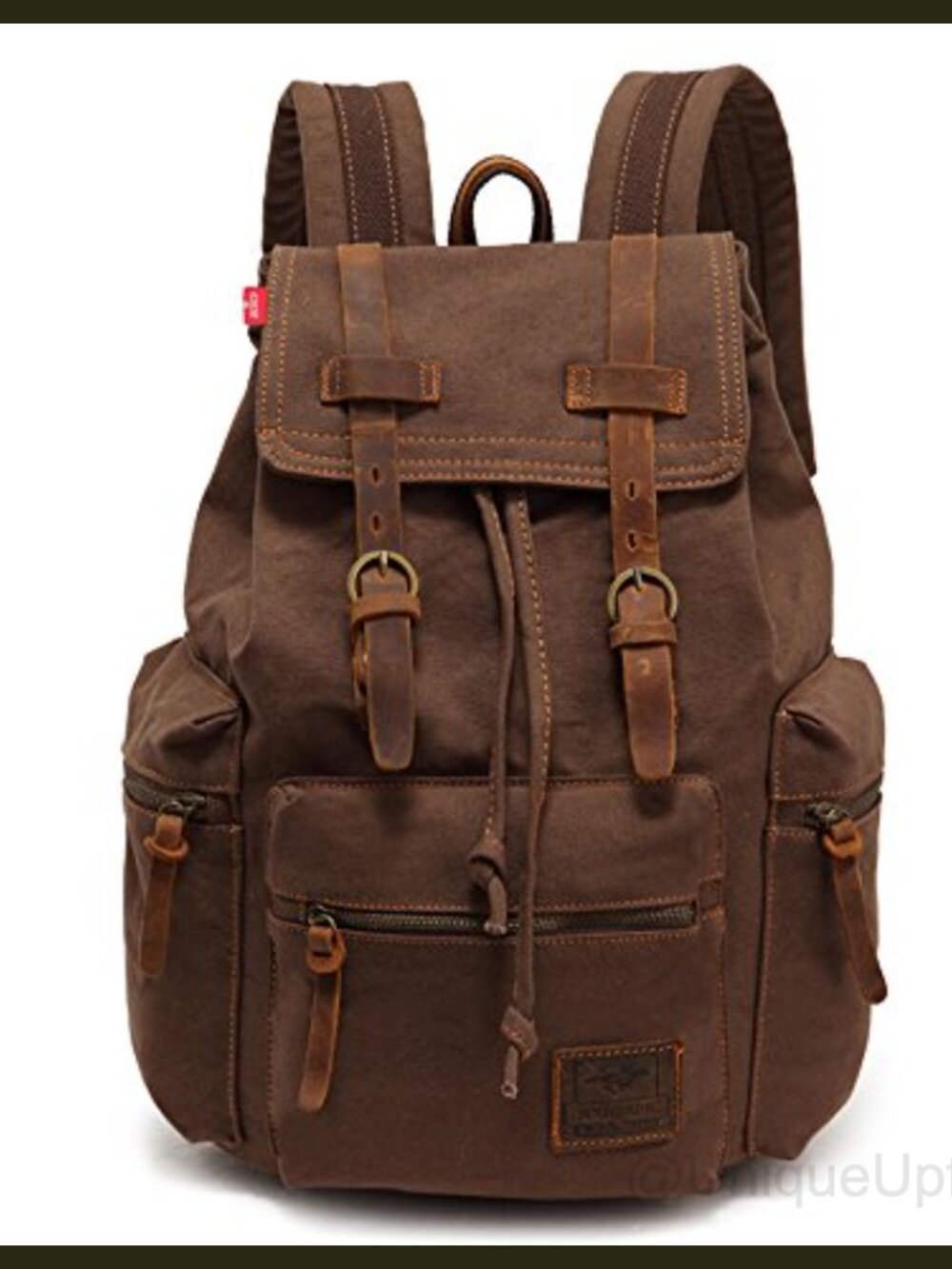 Canvas Vintage Backpack Rucksack Faux Leather Large Laptop Travel Hiking